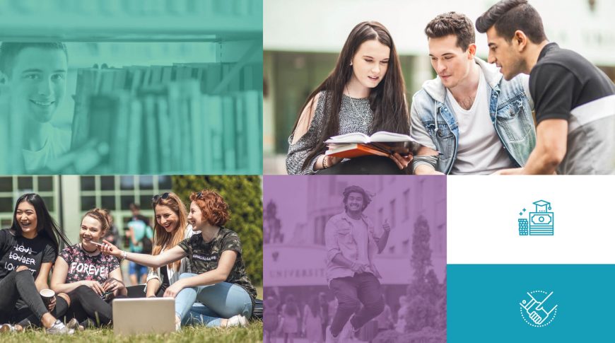 studenci, uniwersytet, grafika, kolory, książka