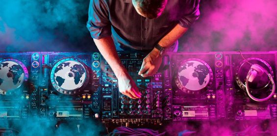 muzyka, dj, konsola, światła, festiwal, koncert