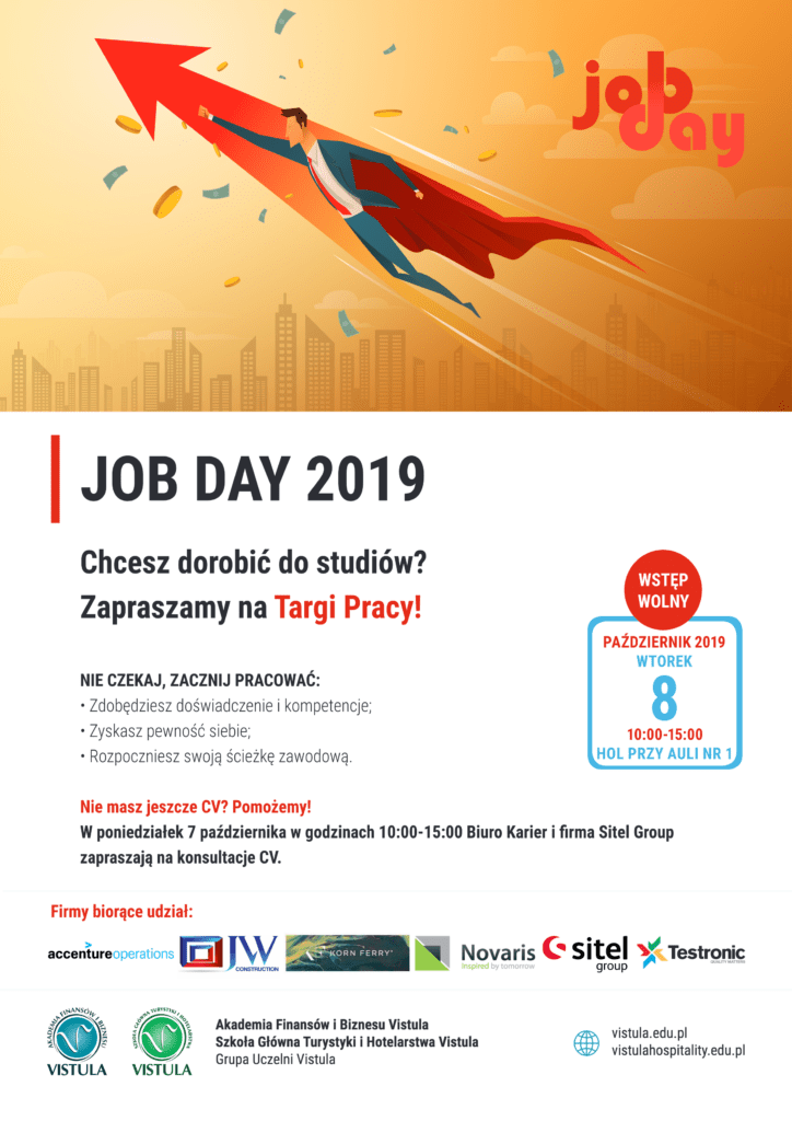 JOB DAY 2019
Chcesz dorobić do studiów?
Zapraszamy na Targi Pracy!