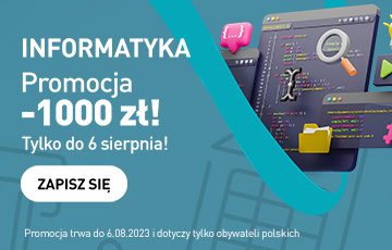 Promocja -1000 zł 
Tylko do 6 sierpnia! 


Button: Zapisz się

Promocja trwa do 6.08.2023 i dotyczy tylko obywateli polskich
